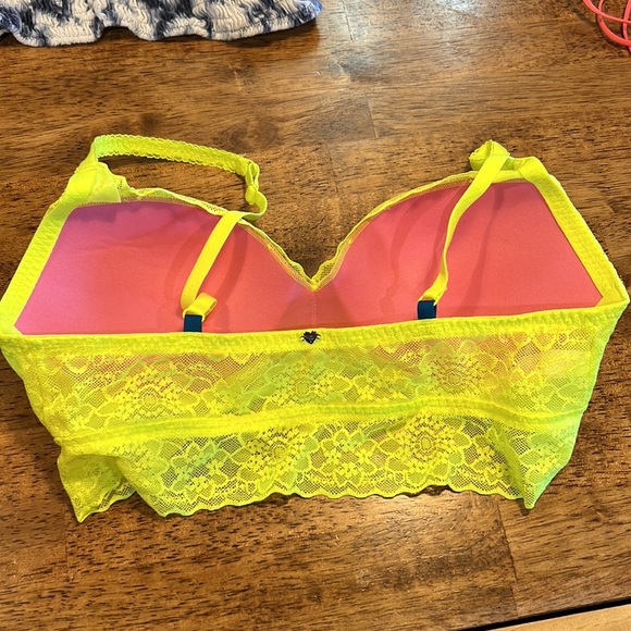 Neon yellow green , pink bralette . - Picture 2 of 3